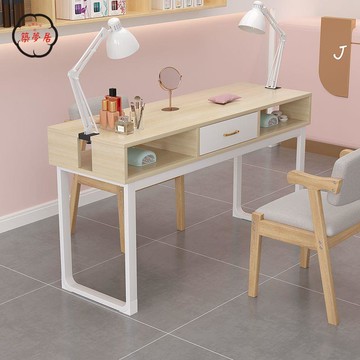 公司貨 免運 桌子 美甲桌 辦公桌 【升級夾燈孔】日式原木色特價時尚網紅輕奢雙人簡約包郵美甲桌子店長推薦 新品特價 工廠現貨直銷 售後保障 5z823