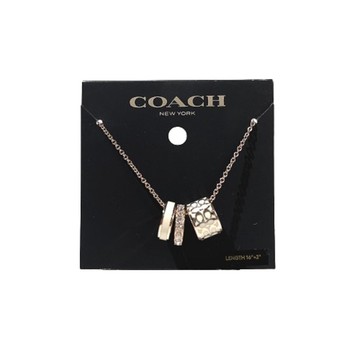 送禮 coach 白色經典c字琺瑯材質+水鑽3環造型銀鍊項鍊-附防塵袋 #c9446