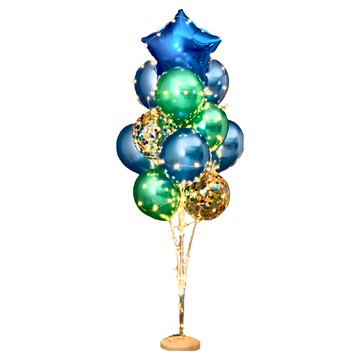 氣球樹套餐 G款 發光氣球樹支架 新款 鋁箔及乳膠氣球 裝上氣球後整體約160CM  藍色 + 綠色  1組