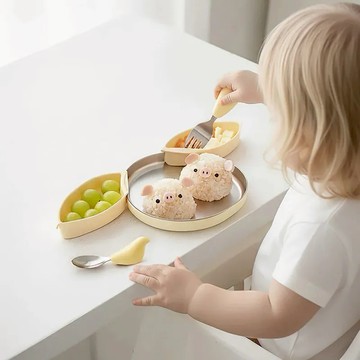 【安琪兒婦嬰百貨】 CYD TERRA 3 LITTLE BUDDY 三隻小嘟成長餐盤(探索綠)