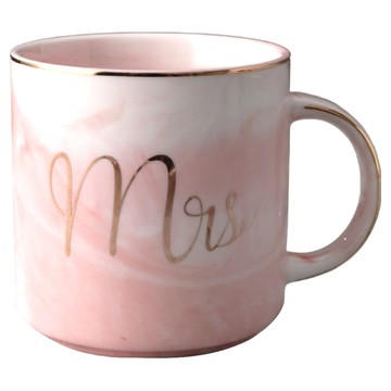 創意大理石陶瓷情侶馬克杯 - 北歐風金邊 光滑內壁易清洗 健康安全不褪色  顏色隨機  1個