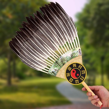 歐圣英扇子夏天便攜羽毛扇諸葛亮孔明毛扇家用蒲扇中國風鵝毛扇