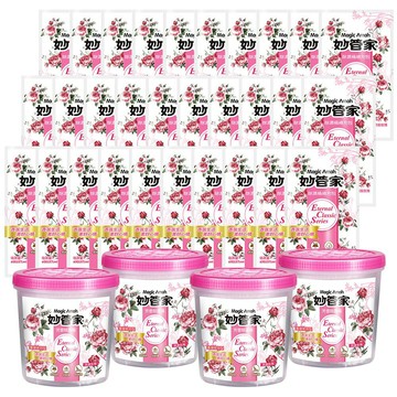 妙管家 防霉除濕桶(浪漫玫瑰)600ml(4入)補充包600ml(30入)(重複使用型)【全館免運】