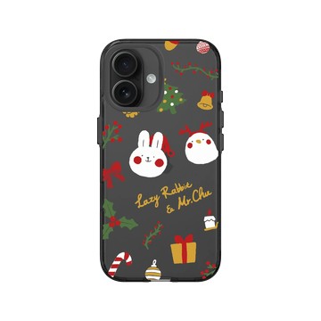 iPhone 16 Clear (相機按鈕) 酷墨灰 - 懶散兔與啾先生 Lazy Rabbit and Mr.Chu - About Christmas