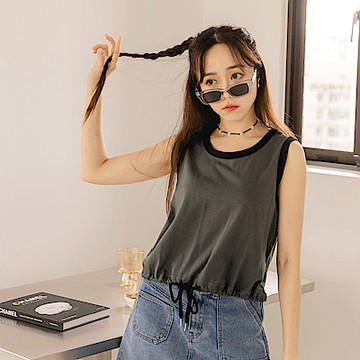 純棉撞色包邊休閒背心上衣-OB嚴選