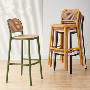 免運~最低價 現代簡約透氣鏤空吧椅輕奢塑料吧臺椅靠背家用高腳凳輕奢酒吧椅子