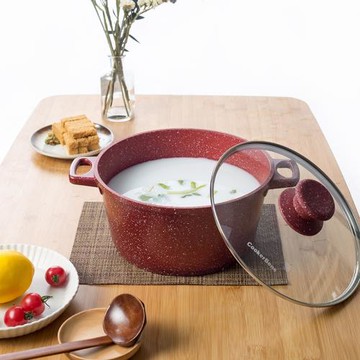 經典麥飯石湯鍋雙耳不粘鍋家用電磁爐燃氣通用煮粥燉鍋大容量蒸鍋