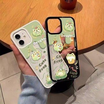 可愛奶油青蛙 不發黃 手機殼iPhone16 適用蘋果i15 14 13 12 11Plus iX保護殼 亞克力防摔殼