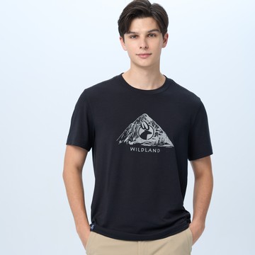 【WILDLAND荒野】男經典鹿頭圓領上衣黑色