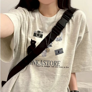 實力爆款！ 短袖上衣 棉t 短袖T恤 日系上衣 oversize t恤 純棉 韓國短袖 寬鬆上衣 韓系衣服女 國中生衣服