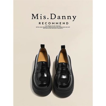 與愛私奔樂福鞋女2025年新款亮面高跟鞋子女春秋單鞋英倫風小皮鞋