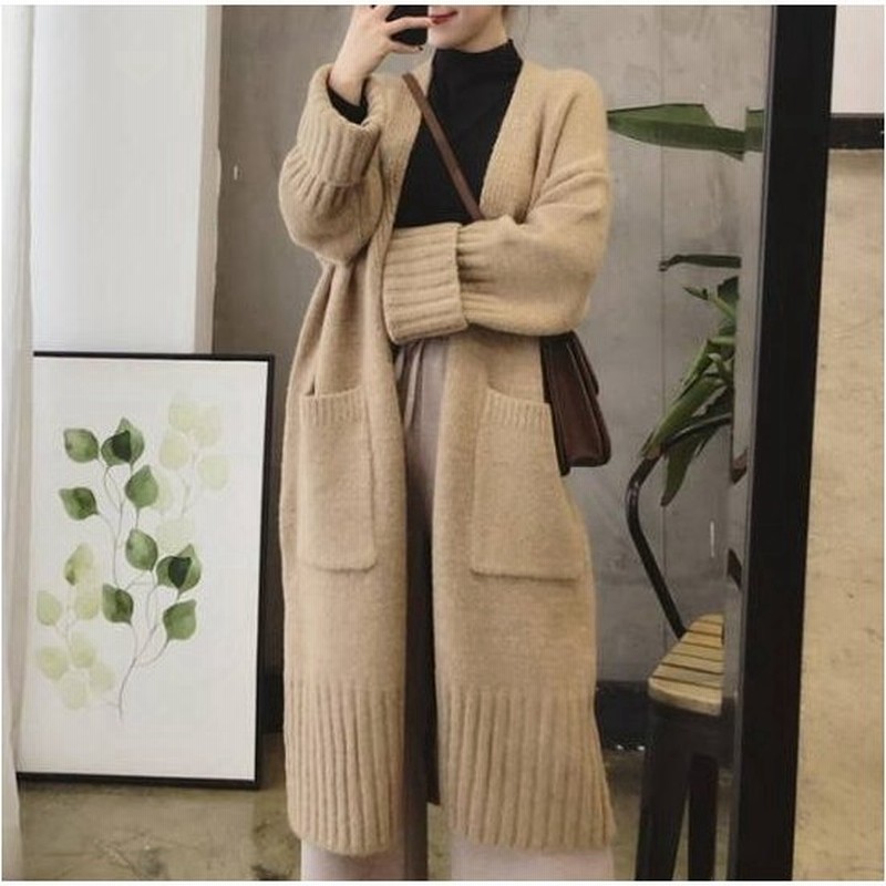 カーディガン ニットカーディガン レディース 秋 冬 秋冬 大きいサイズ ロング ニット 長袖 ロング丈 トップス アウター 羽織り ゆったり リブ 無地 シンプル 通販 Lineポイント最大0 5 Get Lineショッピング