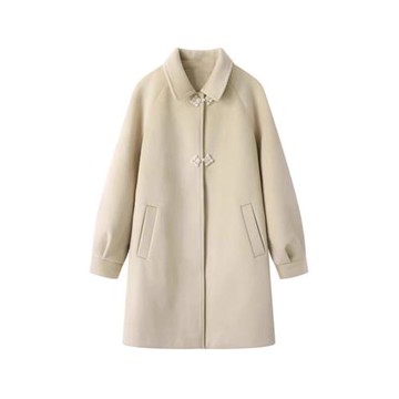 D623毛呢大衣 冬款淑女新中式國風小個子夾棉中長款外套1.22