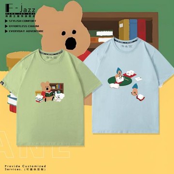 Dinotaeng柿子椒熊QUOKKA棉花糖BOBO卡通純棉短袖夏季T恤衫半截袖