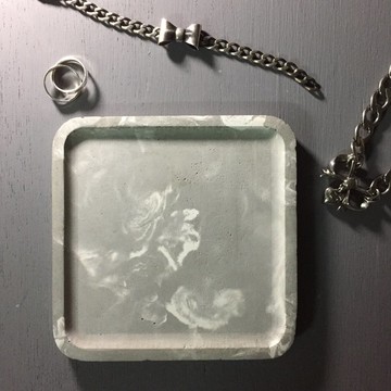 灰色大理石紋 系列 - 水泥正方形置物碟
