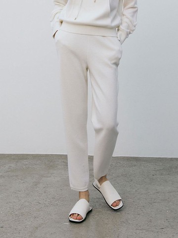 Relaxed Fit Wool Tapered Jogger Pants [Beige]