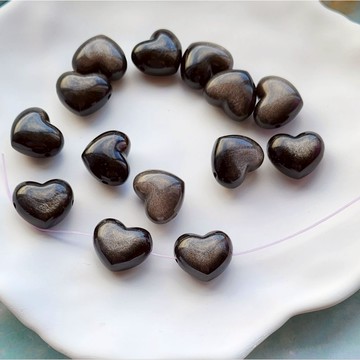 ☆星空燦爛水晶☆胖愛心銀曜石橫通孔高度15m+寬度17mm厚度10m+~DIY手作配件