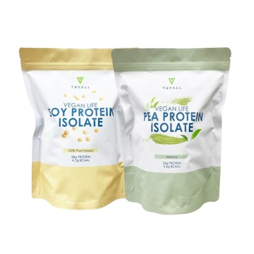 [台灣 Tryall] 分離大豆蛋白 (1kg/袋)+分離豌豆蛋白 (1kg/袋) 多口味-分離大豆蛋白+分離豌豆蛋白-靜岡抹茶