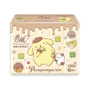 【春風】 布丁狗抽取式廚房紙巾120抽x3包/2串(送好禮_贈品隨機出貨)