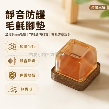 台灣出貨 TPE 靜音腳墊 加厚毛毡底座 6mm 減震保護 方形桌腿專用 防滑耐磨桌椅腳套 透明色圓形