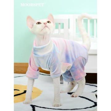 MOMO護肚子四腳衣德文無毛貓衣服秋冬加絨保暖打底衣寵物貓咪衣服