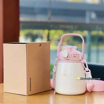 星巴克杯子2026新年禮物杯子春天桃花朵朵款不鏽鋼大容量噸噸吸管大肚可斜挎手提杯子喝水杯茶杯咖啡杯露營杯生日禮物情
