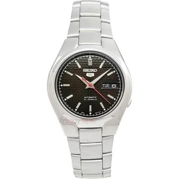 SEIKO 精工 SNK607K1手錶 盾牌5號 黑面 編織紋面 星期日期 自動上鍊 機械錶 男錶