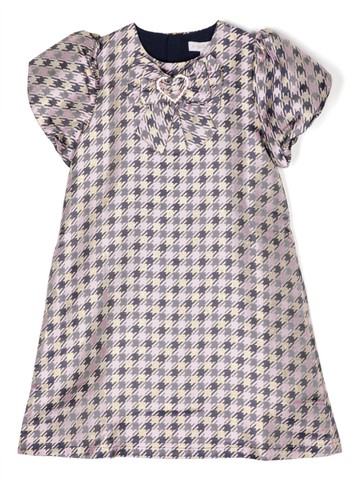 Angel's Face - Liliana houndstooth-pattern dress - kids - Polyester/Metallic Fibre/Polyester - 11 yrs - Pink