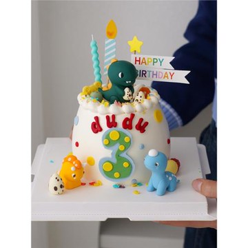 兒童寶寶周歲生日蛋糕裝飾可愛卡通小恐龍擺件網紅復古烘焙插牌