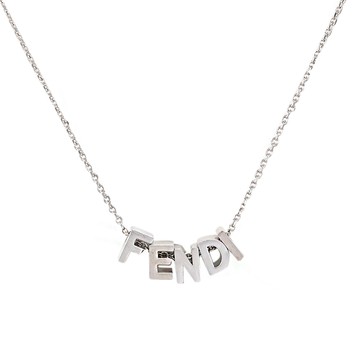 FENDI 7AJ835 Fendigraphy 品牌立體字母吊墜鎖骨項鍊.銀