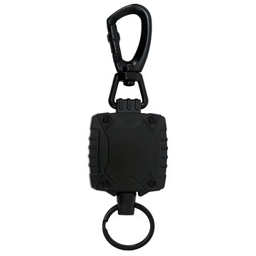 POST GENERAL 捲軸鑰匙圈 登山扣 鋼 ABS樹脂 線延長約65cm 懸吊負載約200g  玄黑色  1個