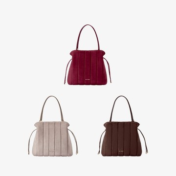 S'AIME 毛絨直條絎縫束口流浪包 流浪包 束口包 抓皺包 2WAY包 兩用包