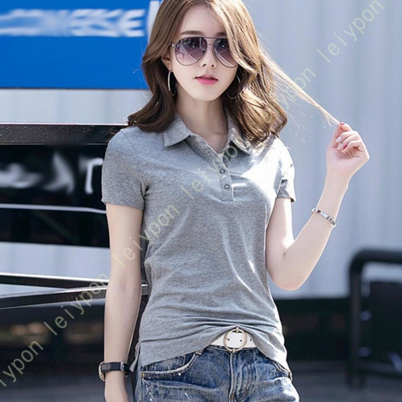 ポロシャツ レディース 半袖 トップス 春 夏 tシャツ サマーニット スリット 大きいサイズ カジュアル 無地 シンプル 大人 おしゃれ かわいい きれいめ 涼しい ポロシャツ レディース 半袖 トップス 春 夏 tシャツ サマー