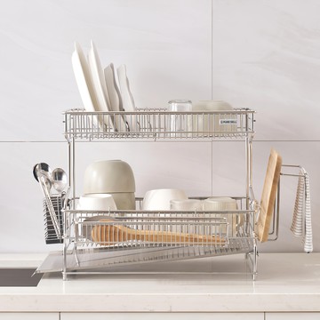 Purecell 特級304全不鏽鋼瀝水碗盤架 C側面傾斜型  1個  2層  銀