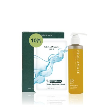 ✦ APP獨享 ✦ Aqua光透補水面膜10片+B5微米魚子洗卸膠150ml