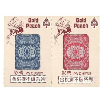 金桃牌 PVC 4006 撲克牌 彩帶 撕不破 塑膠 撲克牌 5打/組 （紅藍各30副）