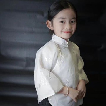 春秋季倒大袖唐裝套裝女童旗袍