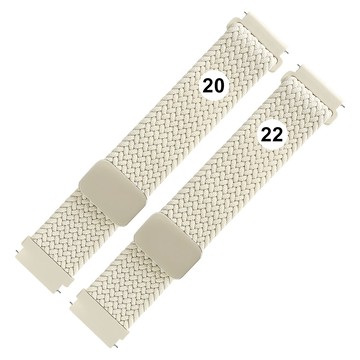 Watchband / 20.22mm / 各品牌通用 快拆型 交叉編織 磁吸扣 尼龍錶帶 象牙白色 ＃864-NN002-IYWE