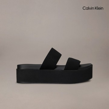 【Calvin Klein】 CK 厚平底涼鞋_黑色