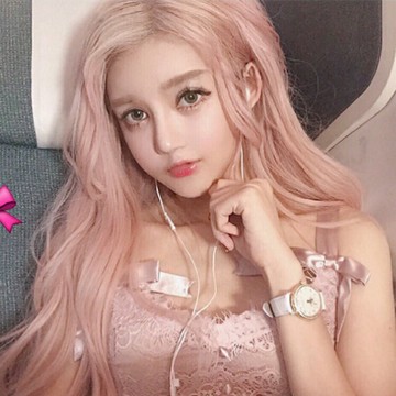 lolila時尚中分劉海長卷發 網紅直播化妝假發女 蓬松大波紋頭套