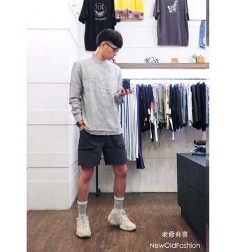 『老爺有喜』立領雙口袋襯衫(NOF20062001)-灰