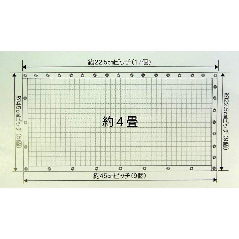 菱興プラスチック 糸入り透明シート (ハトメ穴有り・ひも付) 約1.8m×3.6m