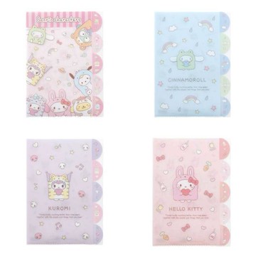 小禮堂 Sanrio 三麗鷗 A4五層資料夾 (動物裝扮款) Kitty 大集合 酷洛米 大耳狗