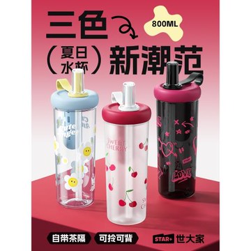 世大家水杯大容量高顏值杯子女生夏季運動耐高溫孕婦便攜吸管水杯