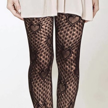 極細蕾絲編織造型網襪-愛心款 Y2K