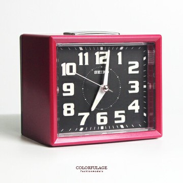 SEIKO精工鬧鐘 簡約方型紅色鈴聲鬧鐘 滑動式靜音秒針 夜光功能 柒彩年代【NV1747】原廠公司貨