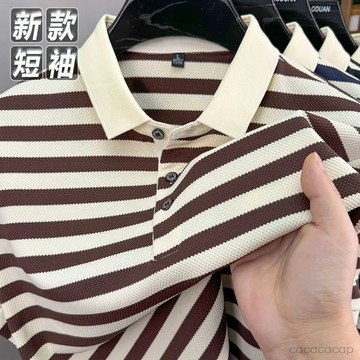 🔥【夏季新品】新款短袖POLO衫条纹POLO衫男士POLO衫翻领POLO衫舒适吸湿排汗短袖休闲POLO衫清凉上衣