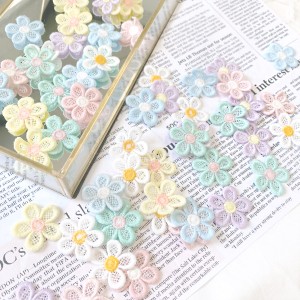 パステルメッシュ風お花の刺繍パーツ　10個