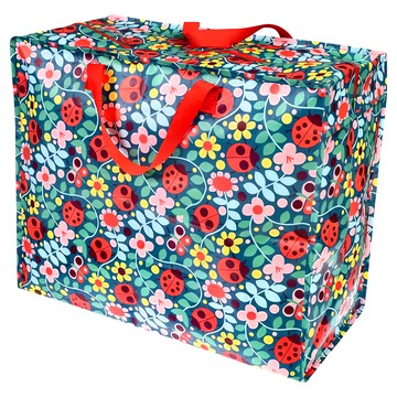 Rex LONDON 衣物/棉被超大多功能防水環保收納袋/萬用袋 78L  58 x 28 x 48cm  瓢蟲花朵  1個