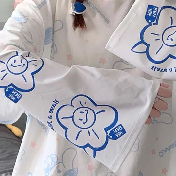 可愛ins冰絲太陽花冰袖夏季韓版防曬袖套開車寬鬆大碼護手臂手套 「店長推薦」
